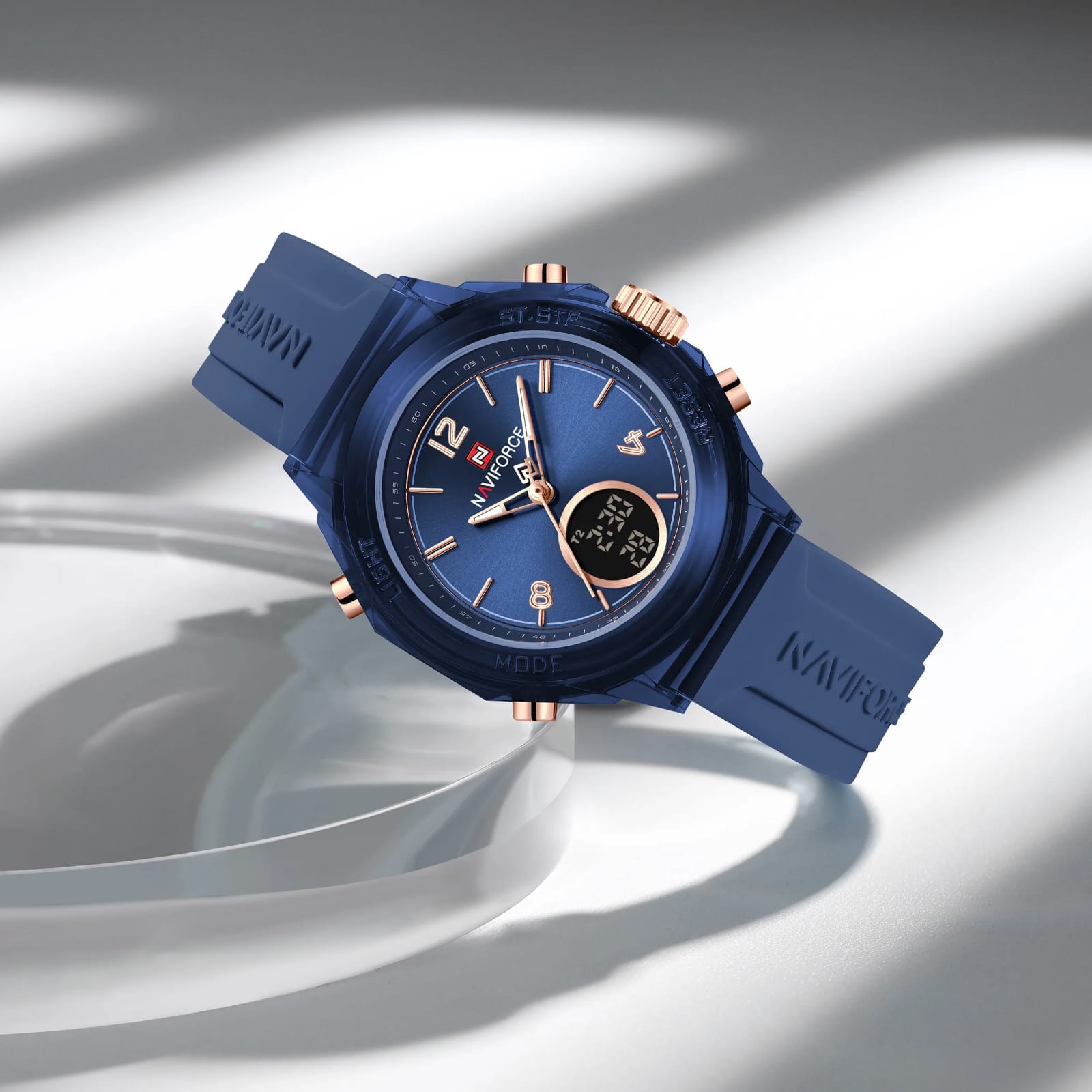 NAVIFORCE 7109 Women Watch Luxury Silicone Original Digital LED Date Week Wristwatch - Image 2