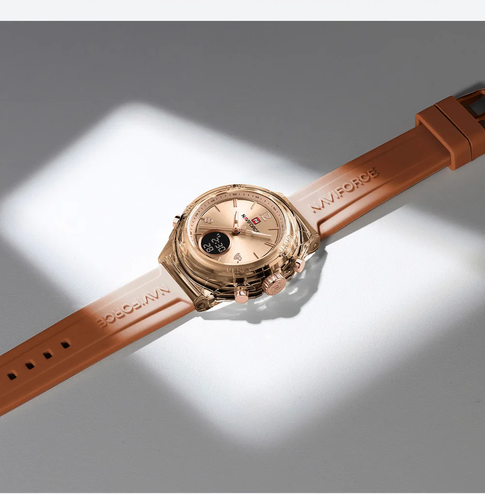 NAVIFORCE 7109 Women Watch Luxury Silicone Original Digital LED Date Week Wristwatch - Image 4