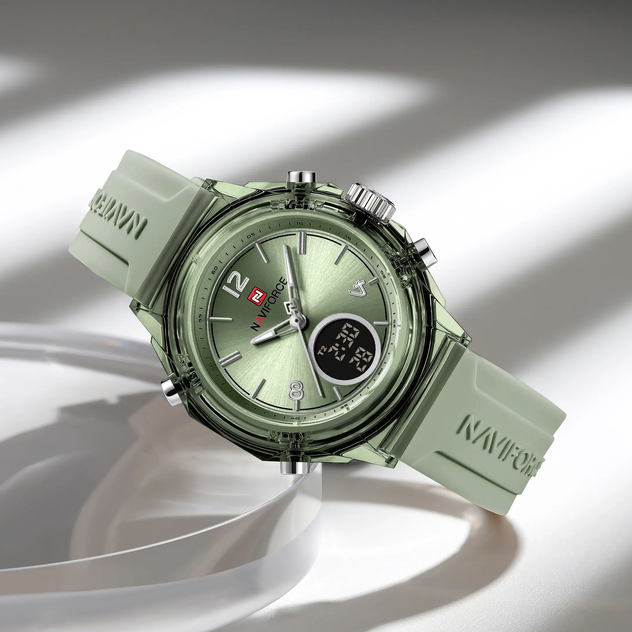 NAVIFORCE 7109 Women Watch Luxury Silicone Original Digital LED Date Week Wristwatch