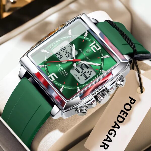 Poedagar E109 Waterproof Luminous Multifunctional Chronograph Alarm Silicone Strap Quartz Watch for Men-Blue