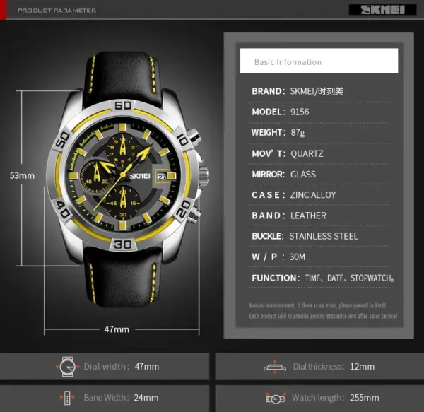 SKMEI 9156 Luxury Business Quartz Men Watches - Image 4