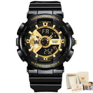 Olevs 1102 Rubber Dual Time Wrist Watch For Men’s