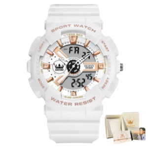 Olevs 1102 Rubber Dual Time Wrist Watch For Men’s