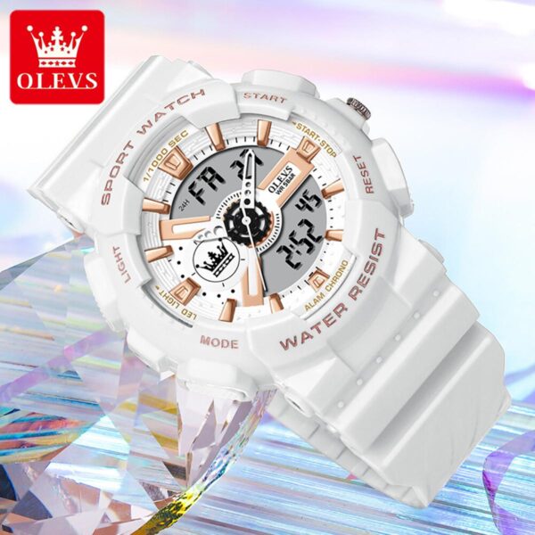 Olevs 1102 Rubber Dual Time Wrist Watch For Men’s - Image 4