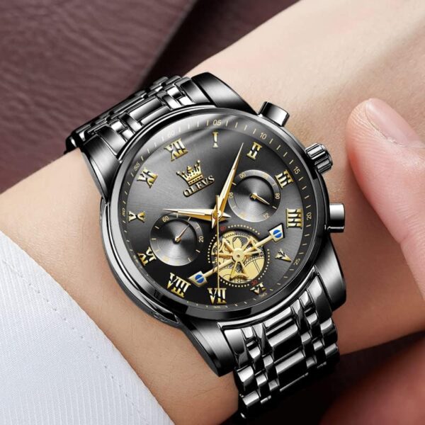 OLEVS 2859 Quartz Stainless Steel Watch-Black - Image 5