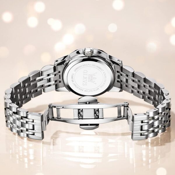 OLEVS 9970 Luxury Quartz Diamond Cut Watch For Women - Image 3