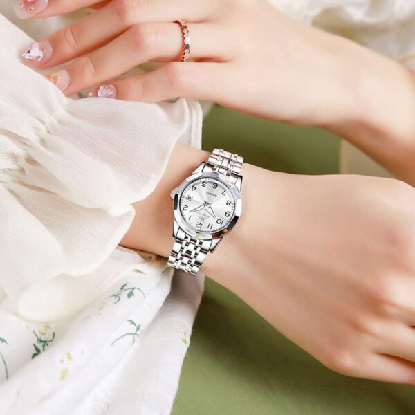 OLEVS 9970 Luxury Quartz Diamond Cut Watch For Women - Image 6
