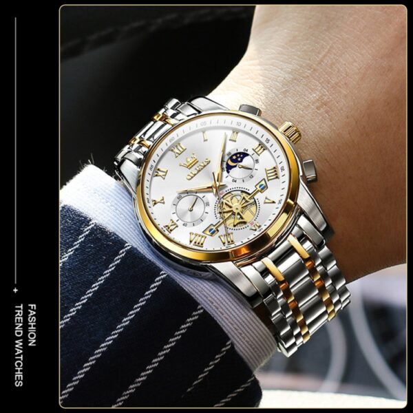 OLEVS 2859 Quartz Stainless Steel Watch-silver gold - Image 3
