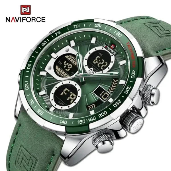 Naviforce 9197 Top Brand Luxury Pu Leather Casual Military Sport Man Wristwach Dual Time Watch - Image 3