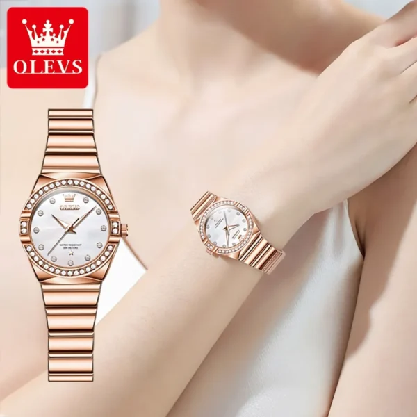 OLEVS 9975 Watch For Women Stainless Steel Strap Quartz Women Wristwatches - Image 5