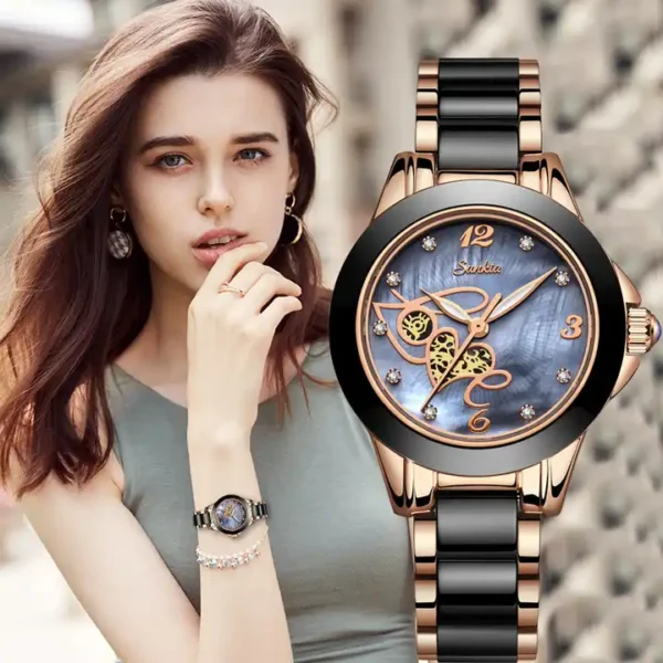 SUNKTA 6607 Ceramic Watch for Women - Image 4