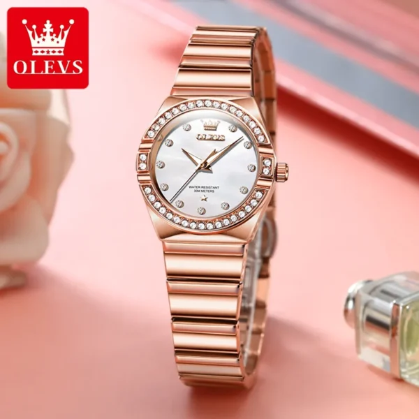 OLEVS 9975 Watch For Women Stainless Steel Strap Quartz Women Wristwatches - Image 4