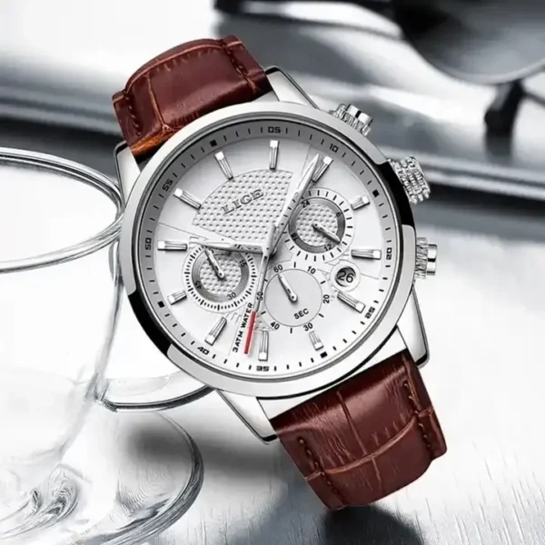 Original LIGE 9866 Brand Men's Business Wristwatch Calendar 12/24 Hour Clock Stainless Steel Waterproof Men Quartz Watch - Image 3