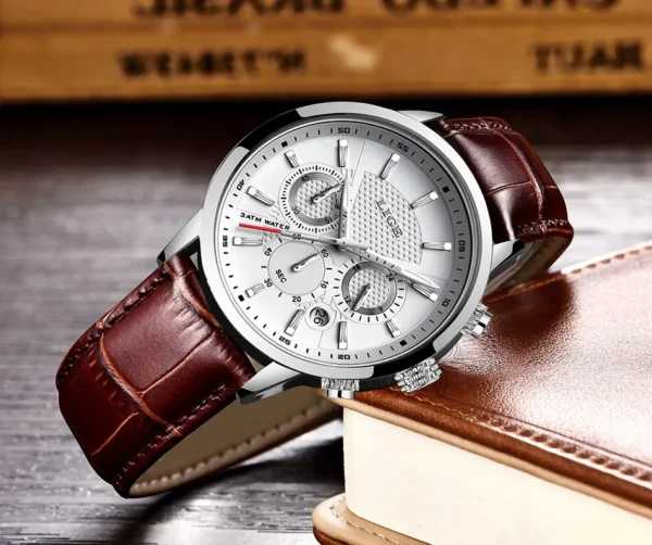 Original LIGE 9866 Brand Men's Business Wristwatch Calendar 12/24 Hour Clock Stainless Steel Waterproof Men Quartz Watch - Image 2