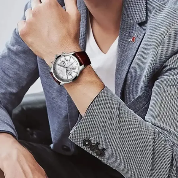 Original LIGE 9866 Brand Men's Business Wristwatch Calendar 12/24 Hour Clock Stainless Steel Waterproof Men Quartz Watch - Image 4