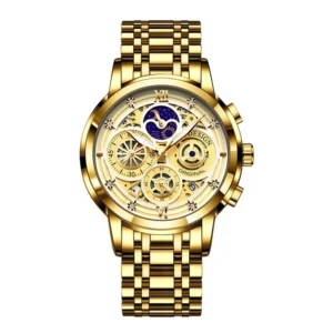 LIGE 8942 Black Stainless Steel Chronograph Watch For Men