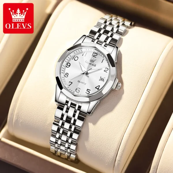 OLEVS 9970 Luxury Quartz Diamond Cut Watch For Women - Image 4
