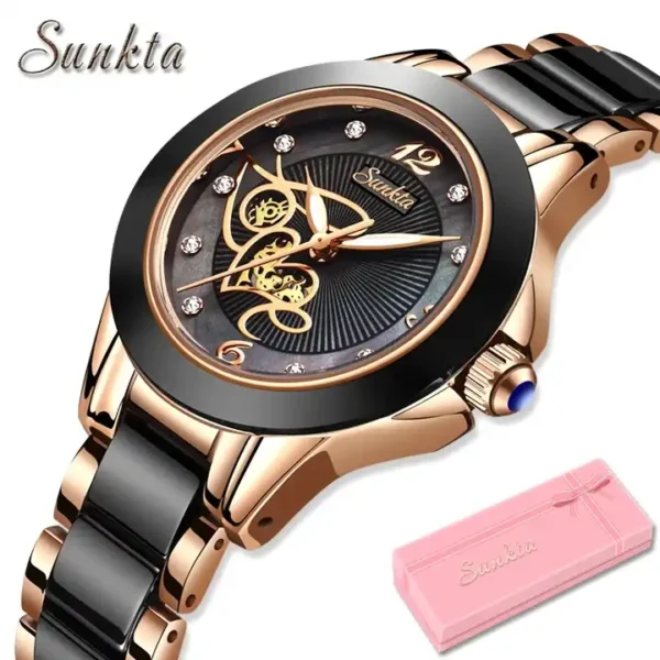 SUNKTA 6607 Ceramic Watch for Women - Image 6