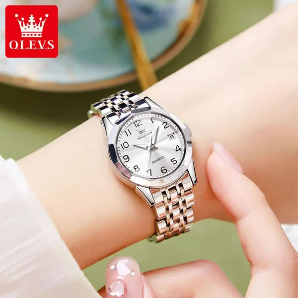 OLEVS 9970 Luxury Quartz Diamond Cut Watch For Women - Image 5