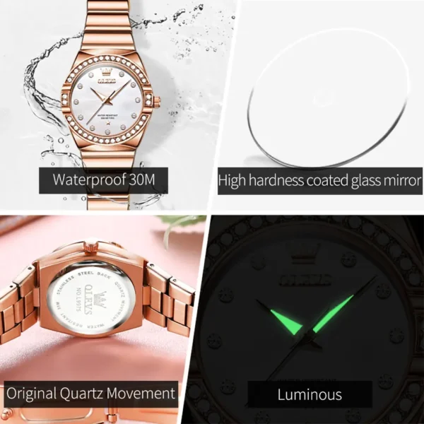 OLEVS 9975 Watch For Women Stainless Steel Strap Quartz Women Wristwatches - Image 3