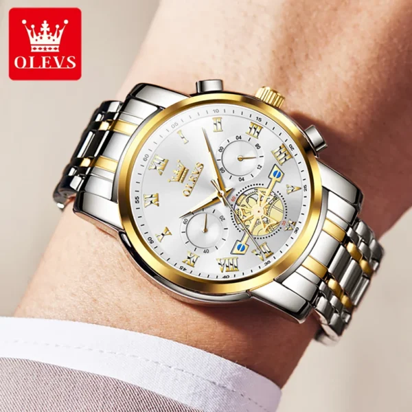 OLEVS 2859 Quartz Stainless Steel Watch-silver gold - Image 6