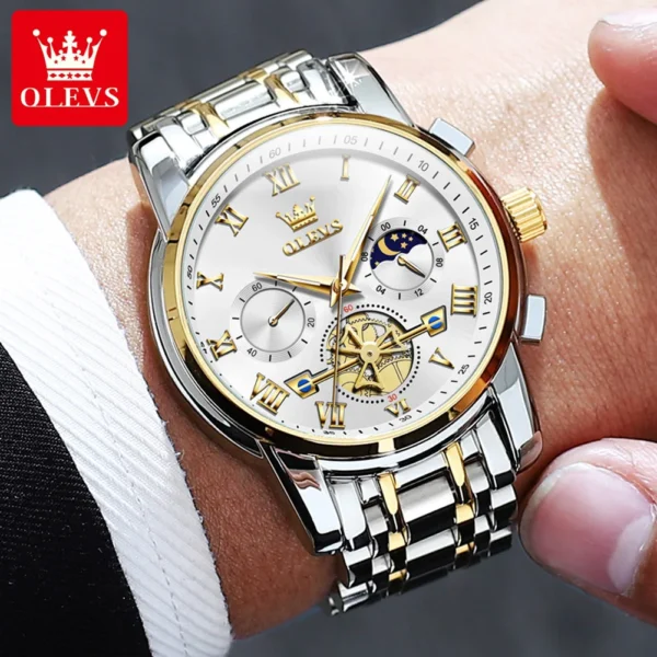 OLEVS 2859 Quartz Stainless Steel Watch-silver gold - Image 5