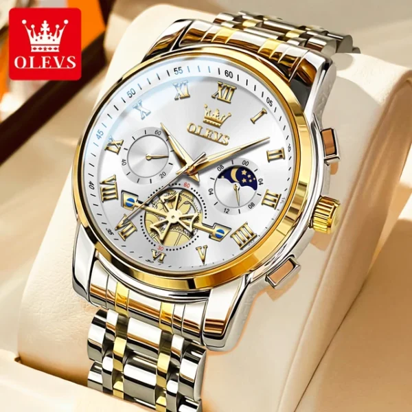 OLEVS 2859 Quartz Stainless Steel Watch-silver gold - Image 2