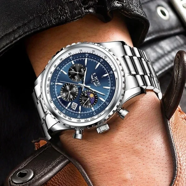 LIGE 8989 Chronograph Water Resistance Men's Wrist Watches - Image 4