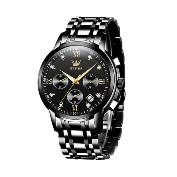 OLEVS 2858 Quartz Stainless Steel Watch-Black - Image 4