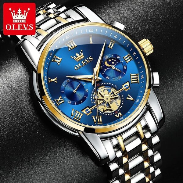 OLEVS 2859 Quartz Stainless Steel Watch- Proton Blue - Image 5