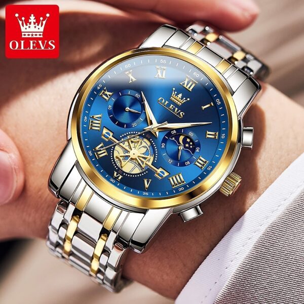 OLEVS 2859 Quartz Stainless Steel Watch- Proton Blue - Image 6