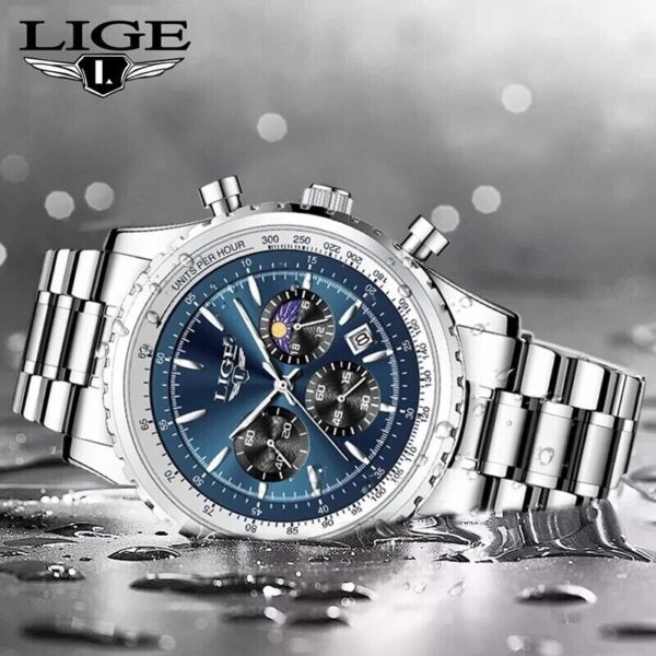 LIGE 8989 Chronograph Water Resistance Men's Wrist Watches - Image 5