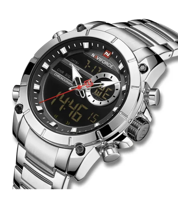 Naviforce NF9163 | Men’s Dual Movement Stainless Steel Watch-Silver - Image 4