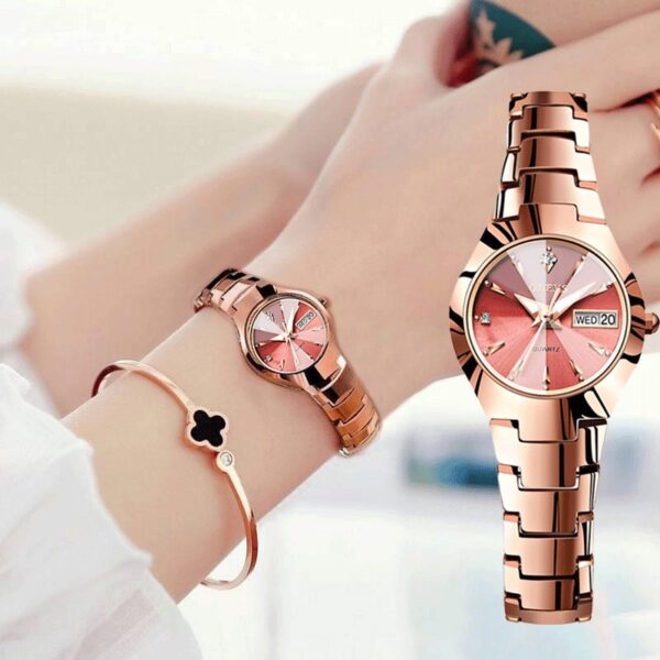 Olevs 8697 Quartz Tungsten Steel Watch For Women’s - Image 3
