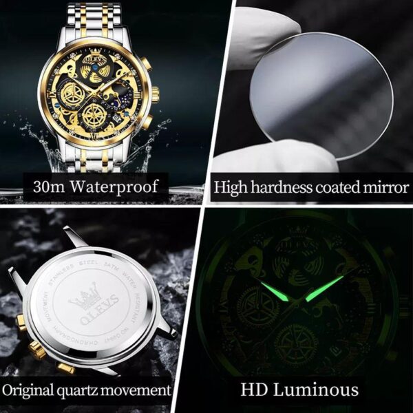 OLEVS 9947 Stainless Steel Chronograph Watch for Men - Image 3