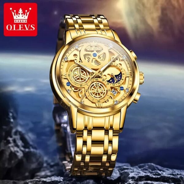 OLEVS 9947 Stainless Steel Chronograph Watch for Men - Image 3