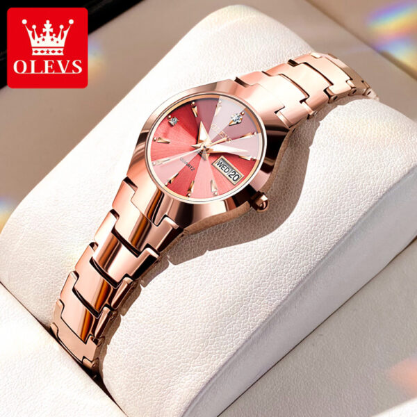 Olevs 8697 Quartz Tungsten Steel Watch For Women’s - Image 2