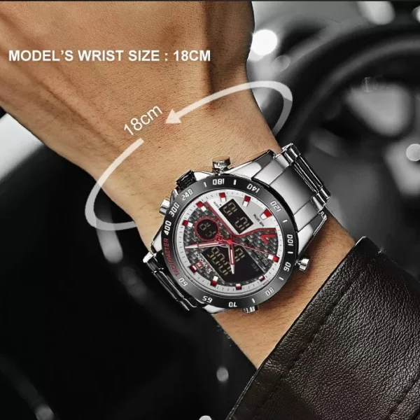 Naviforce NF9171 Men’s Dual Movement Stainless Steel Watch - Image 4