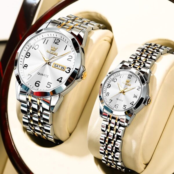 OLEVS Valentines Couple Pair Quartz Watches - Image 2