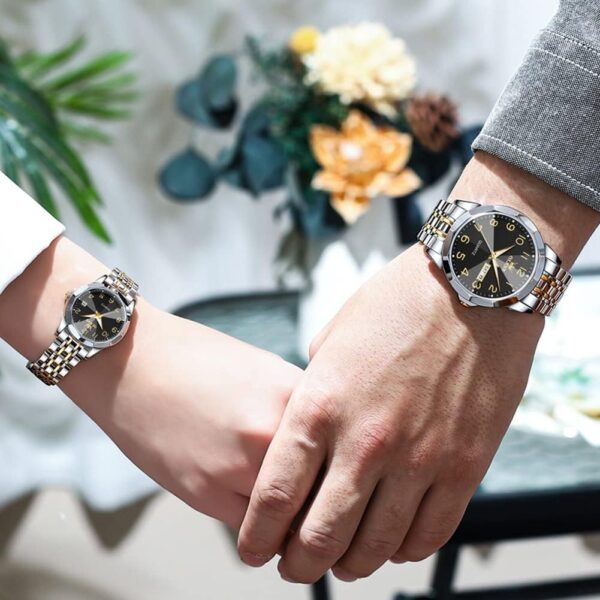OLEVS Valentines Couple Pair Quartz Watches - Image 4