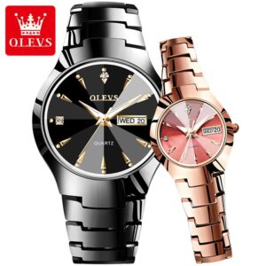 OLEVS 8697 Couple Watch Quartz Waterproof Luminous Wristwatch