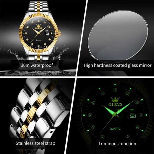 OLEVS 5526 Stainless Steel His And Her Couple Watches - Image 5