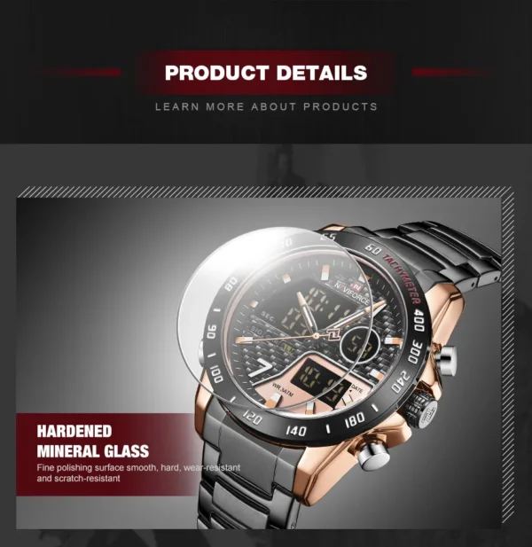 Naviforce NF9171 Men’s Dual Movement Stainless Steel Watch - Image 4
