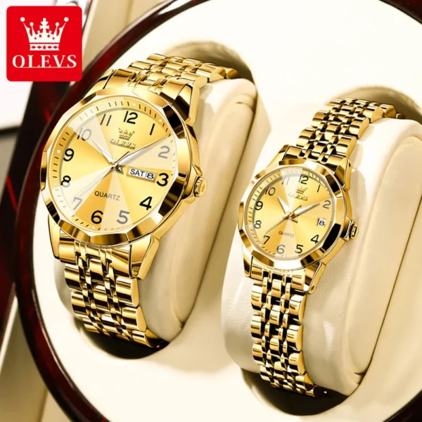 OLEVS Valentines Couple Pair Quartz Watches - Image 2