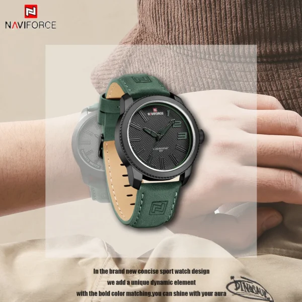 Naviforce 9202 Leather Men's Casual Business Watch - Image 4