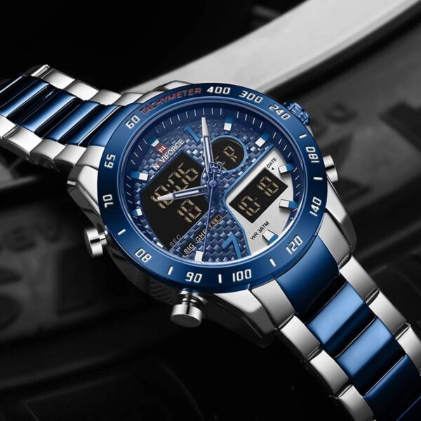 Naviforce NF9171 Men’s Dual Movement Stainless Steel Watch
