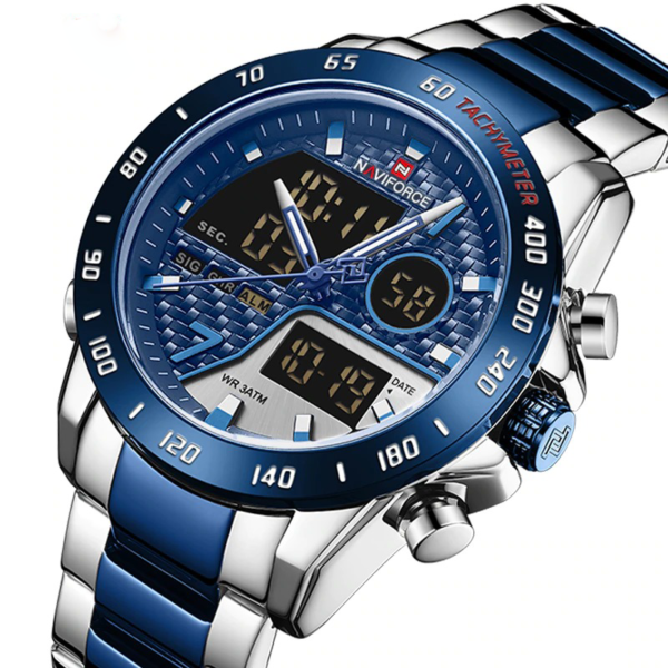 Naviforce NF9171 Men’s Dual Movement Stainless Steel Watch - Image 3
