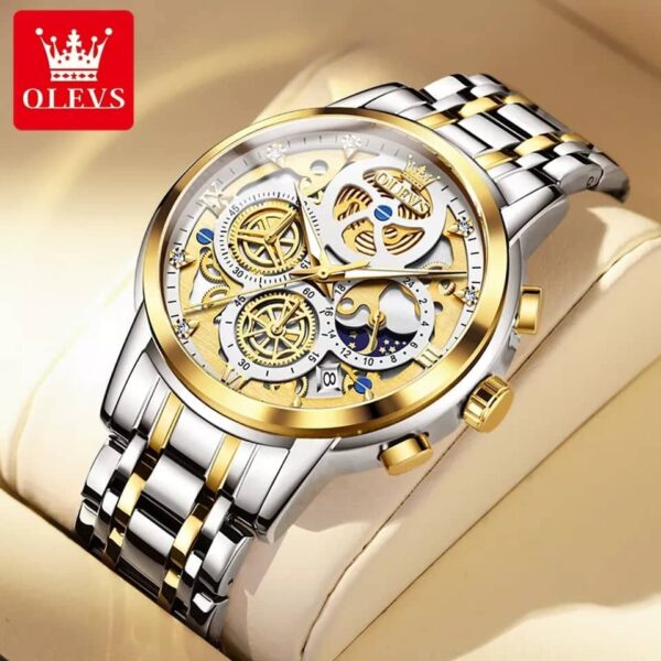 OLEVS 9947 Stainless Steel Chronograph Watch for Men - Image 2