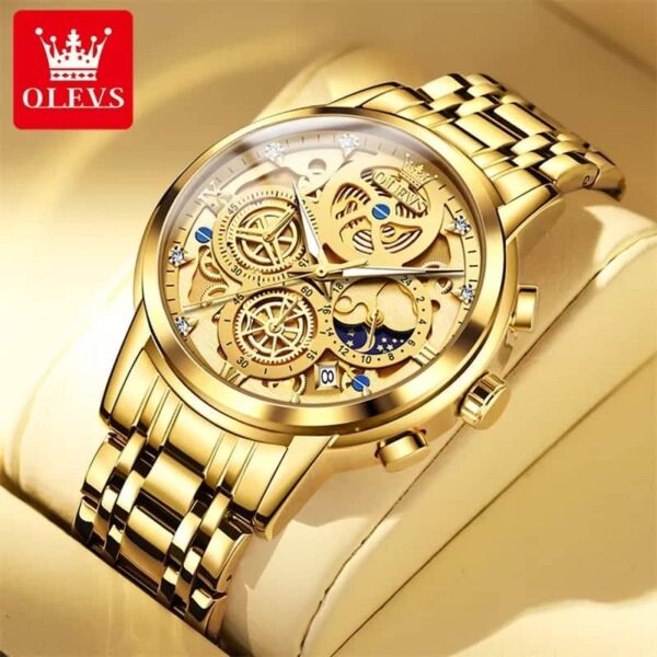 OLEVS 9947 Stainless Steel Chronograph Watch for Men - Image 2