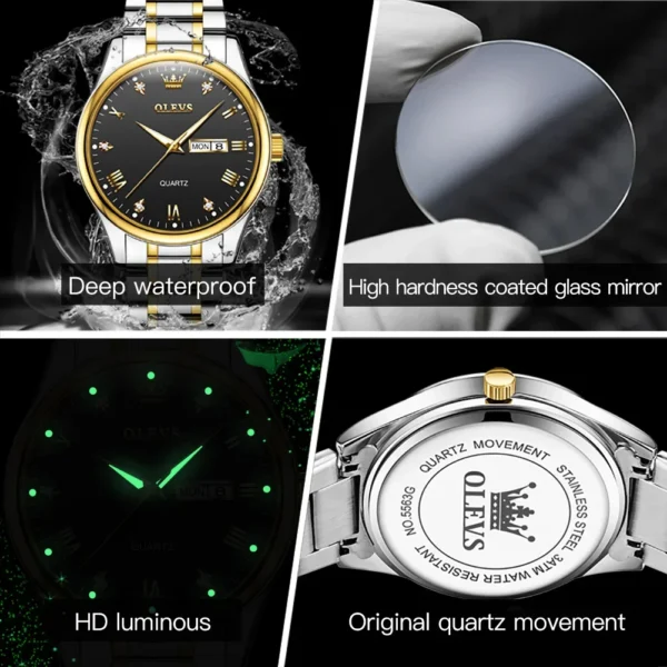 OLEVS 5563 Couple Stainless Steel Quartz Watches for Men and Women - Image 6
